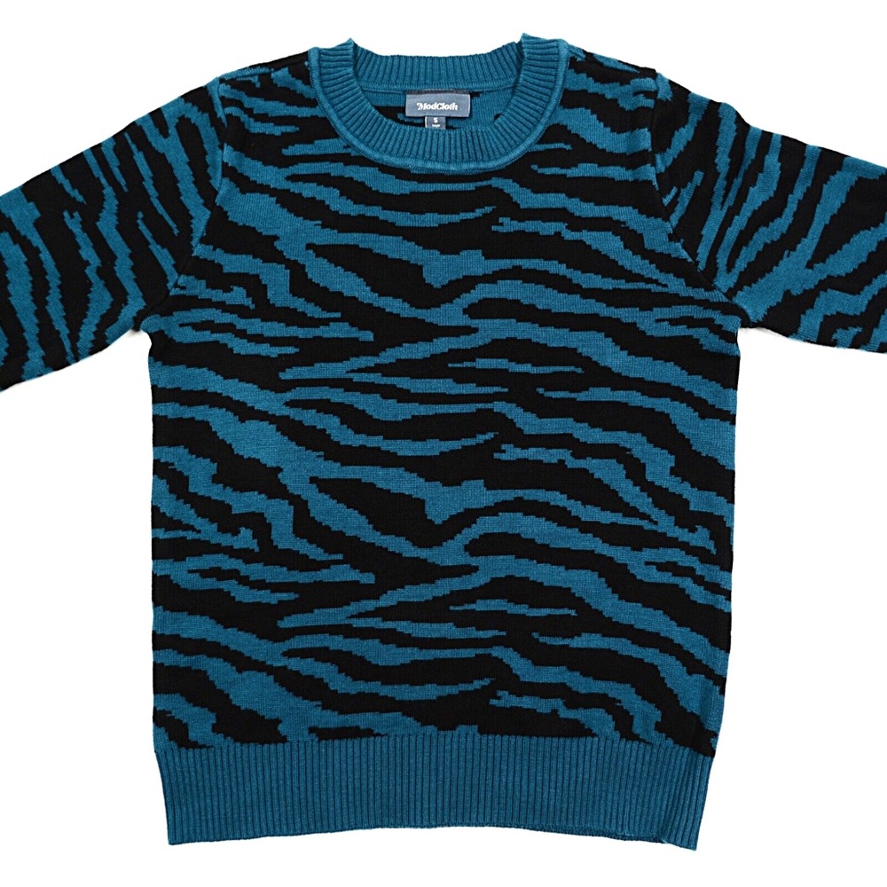 MODCLOTH Pullover Call to the Wild Zebra Abstract Pullover Cozy Soft Women Small - Picture 2 of 8